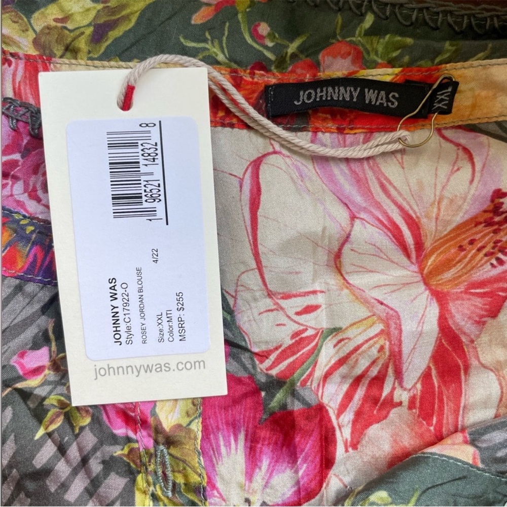 Floral Women's Top - Green and Pink - Picture 4 of 4